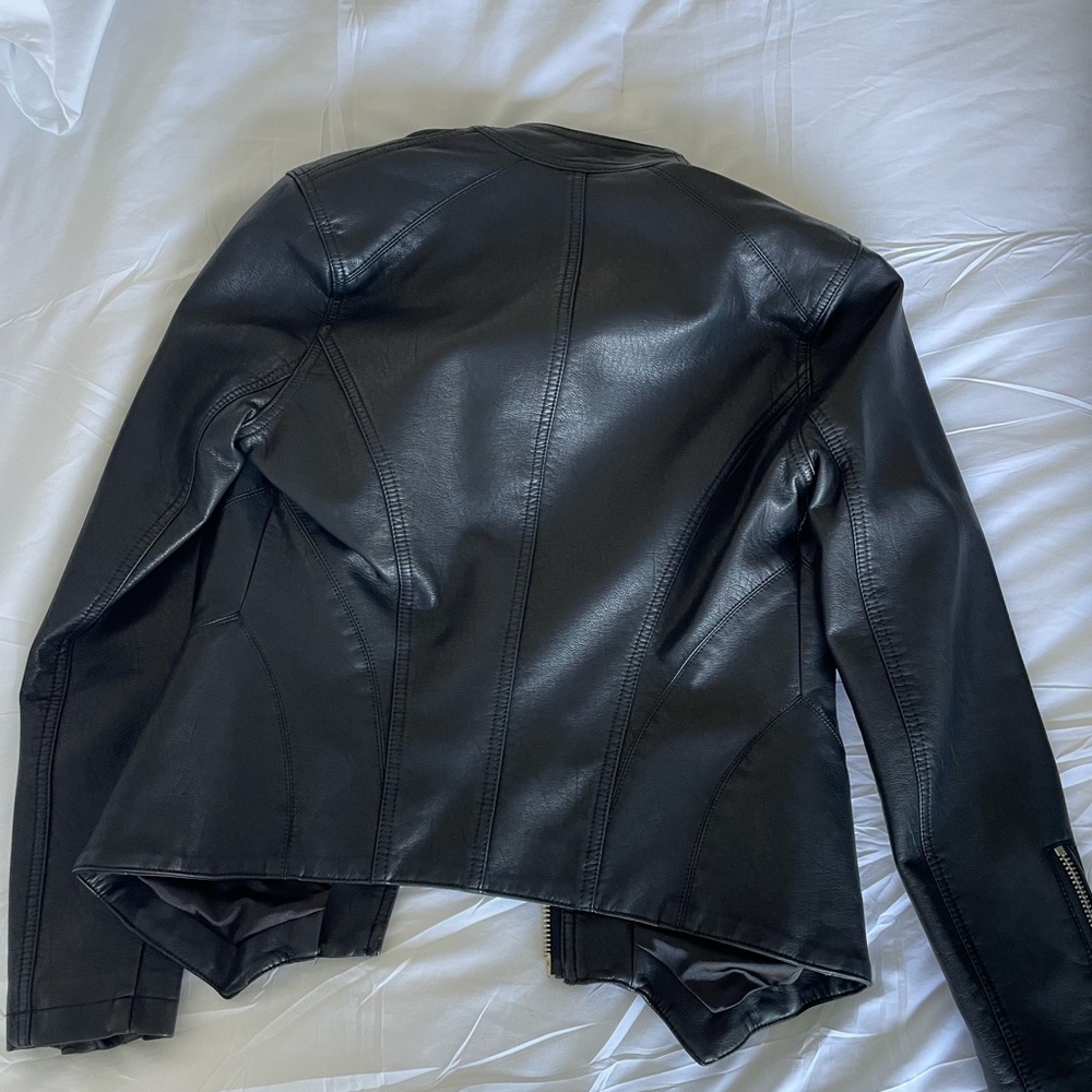 Evereve black leather jacket, size S